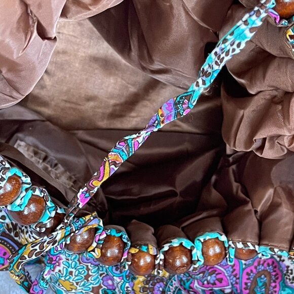 Vibrant Paisley Hobo Bag with Wooden Bead Handles - Picture 10 of 14